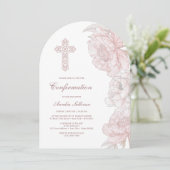 ほこりっぽいピンクの白い牡丹のアーチ確認 招待状 (スタンド正面)