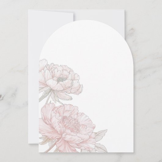 ほこりっぽいピンクの白い牡丹アーチ最初の聖餐式 招待状 (裏面)