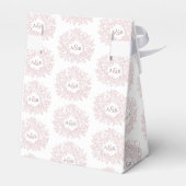 ほこりっぽいピンクの白い葉モノグラム結婚式の引き出物箱 フェイバーボックス (裏面サイド)