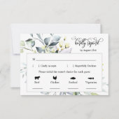 ほこりっぽいピンクの緑の応答カード4食事の選択 出欠カード (正面)