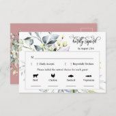 ほこりっぽいピンクの緑の応答カード4食事の選択 出欠カード (正面/裏面)