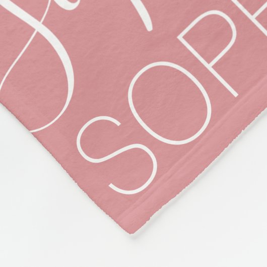 ほこりっぽいピンクの繰り返し名シンプル前パーソナライズされた フリースブランケット (角)