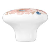 ほこりっぽいピンクの花ブルーベージュボホフローラ セラミックノブ (側面)