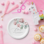 ほこりっぽいピンクの花ロマンエレガントティック ペーパープレート (パーティー)