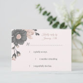 ほこりっぽいピンクの花、芽&花びら 出欠カード (スタンド正面)