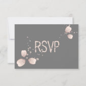 ほこりっぽいピンクの花、芽&花びら 出欠カード (裏面)