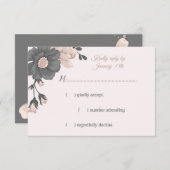 ほこりっぽいピンクの花、芽&花びら 出欠カード (正面/裏面)