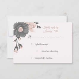 ほこりっぽいピンクの花、芽&花びら 出欠カード