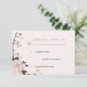 ほこりっぽいピンクの花、芽&花びら 出欠カード (スタンド正面)