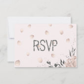 ほこりっぽいピンクの花、芽&花びら 出欠カード (裏面)