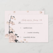 ほこりっぽいピンクの花、芽&花びら 出欠カード (正面/裏面)