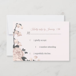 ほこりっぽいピンクの花、芽&花びら 出欠カード