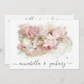 *~*ほこりっぽいピンクの花RSVP QR AR26フローラ結婚ズ 招待状 (正面/裏面)