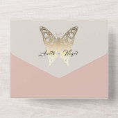 ほこりっぽいピンクの蝶オールインワンウェディングイベント オールインワン招待状 (裏面)