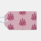 ほこりっぽいピンクの赤いパゴダメリークリスマスツリー1 – 写真 ギフトタグ (裏面横)