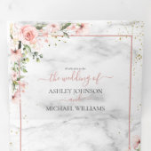 ほこりっぽいピンクの赤面ピンクの緑の水彩写真 三つ折り招待状 (内部最初)