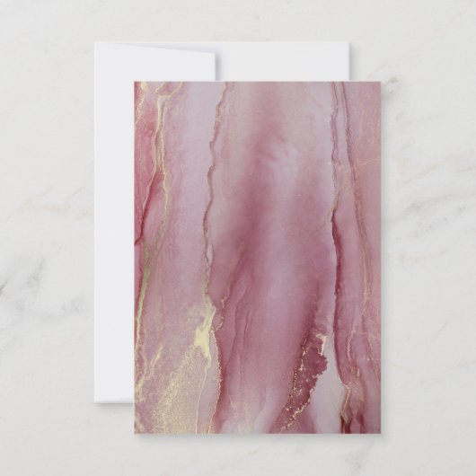 ほこりっぽいピンクの金ゴールドRSVP結婚の応答カード 出欠カード (裏面)