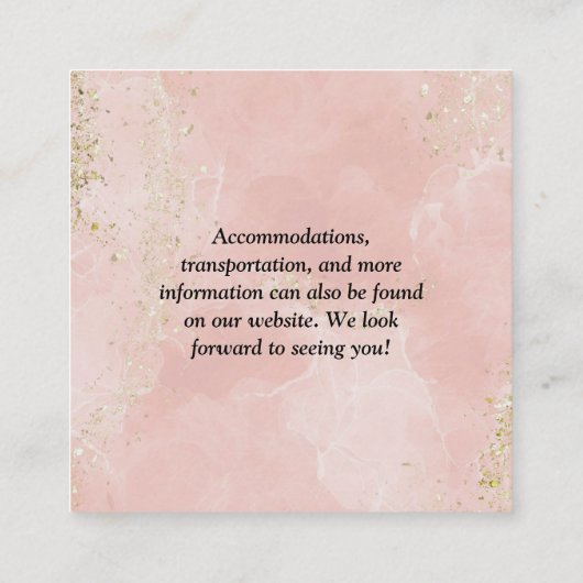 ほこりっぽいピンクのQRコード結婚ズ エンクロージャーカード (裏面)