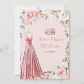 ほこりっぽいピンクアイボリーフローラドレスガウンキンセアニラ 招待状 (裏面)