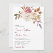 ほこりっぽいピンクアイボリーフローラ結婚すべて 招待状 (正面)
