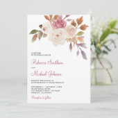 ほこりっぽいピンクアイボリーフローラ結婚すべて 招待状 (スタンド正面)