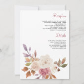 ほこりっぽいピンクアイボリーフローラ結婚すべて 招待状 (裏面)