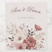 ほこりっぽいピンクアイボリーフローラ結婚披露宴 ワインラベル (シングルラベル)