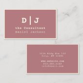 ほこりっぽいピンクアイボリーミニマルイニシャルタイプライターフォント 名刺 (正面/裏面)