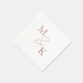 ほこりっぽいピンクアンパサンド結婚モノグラムのナプキン スタンダードカクテルナプキン (角)