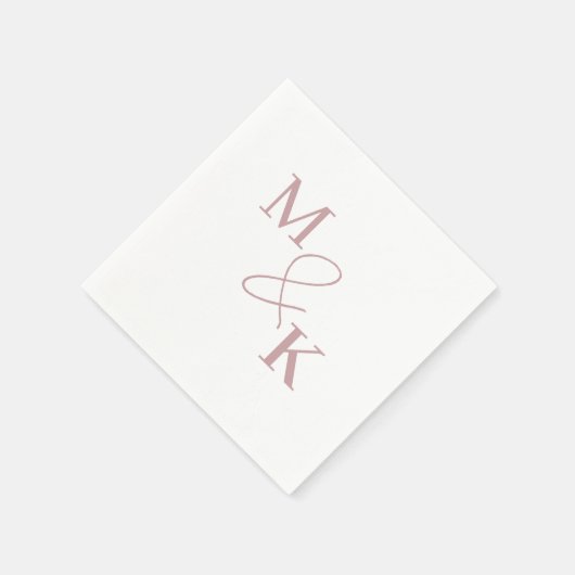 ほこりっぽいピンクアンパサンド結婚モノグラムのナプキン スタンダードカクテルナプキン (角)