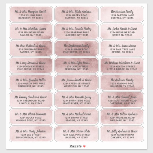 ほこりっぽいピンクウォーターカラースクリプトゲスト住所 シール (シート)