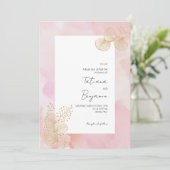 ほこりっぽいピンクウォーターカラー繊細な結婚式招待状 招待状 (スタンド正面)