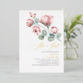 ほこりっぽいピンクエレガントのフローラ女の子の赤ちゃんシャワー 箔招待状 (立ち正面)