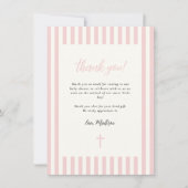 ほこりっぽいピンクエレガントの弓ボーイベビーシャワー サンキューカード (正面)
