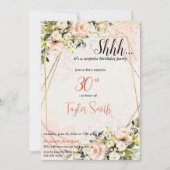 ほこりっぽいピンクエレガントフローラサプライズパーティー招待状 招待状 (正面)