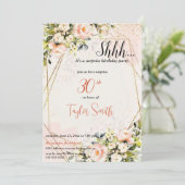 ほこりっぽいピンクエレガントフローラサプライズパーティー招待状 招待状 (スタンド正面)