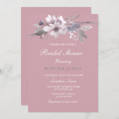 ほこりっぽいピンクエレガントフローラブライダルシャワー招待 招待状 (正面/裏面)