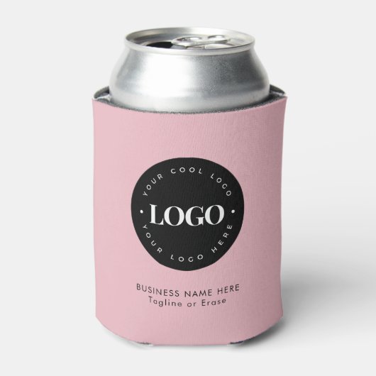 ほこりっぽいピンクカスタム色ビジネス会社ロゴ文字 缶クーラー (缶正面)