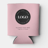 ほこりっぽいピンクカスタム色ビジネス会社ロゴ文字 缶クーラー (正面)