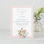 ほこりっぽいピンクガーデンワイルドフラワー結婚式招待状 招待状 (スタンド正面)