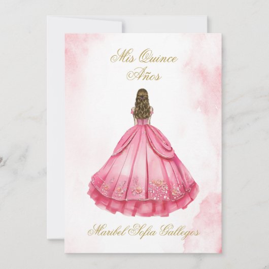 ほこりっぽいピンクキンセアニェラへの招スペインの待 招待状 (正面)