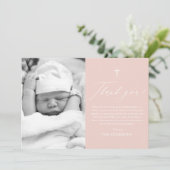 ほこりっぽいピンククロスガール写真バプテスマサンキューカード 招待状 (スタンド正面)