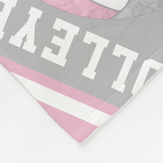 ほこりっぽいピンクグレー私はバレーボールのスポーツパターンが大好き フリースブランケット (角)