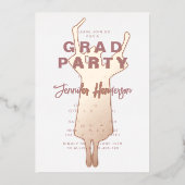 ほこりっぽいピンクゴールドフォイル卒業パーティーフォイル 箔招待状 (正面)