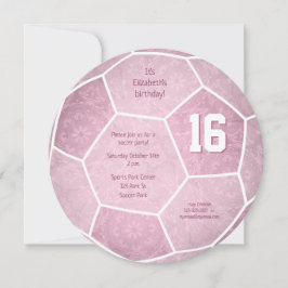 ほこりっぽいピンクサッカーをテーマにした誕生日パーティー 案内状