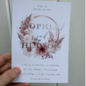 ほこりっぽいピンクシルバーフォイルモダンボホリース結婚ズ 箔招待状