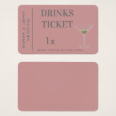 ほこりっぽいピンクシンプル色のドリンクチケットウェディングレセプション (正面&裏面)