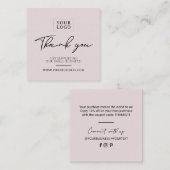 ほこりっぽいピンクシンプル色のビジネスありがとうカードを挿入 スクエア名刺 (正面/裏面)