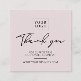 ほこりっぽいピンクシンプル色のビジネスありがとうカードを挿入 スクエア名刺