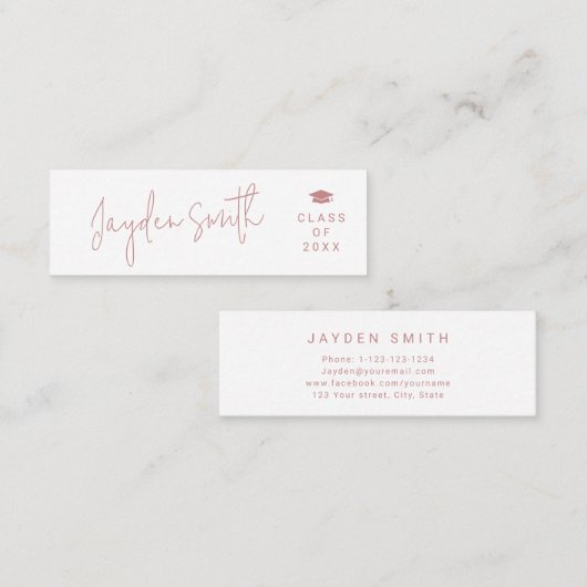 ほこりっぽいピンクシンプル色のモダン台本の大学院名カード コーリングカード (正面/裏面)